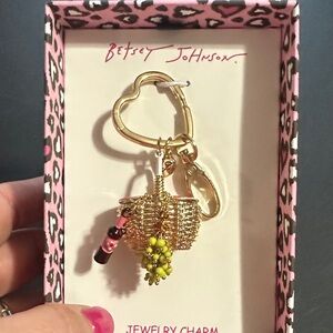 Betsey Johnson picnic basket with wine and grapes key chain and bag charm